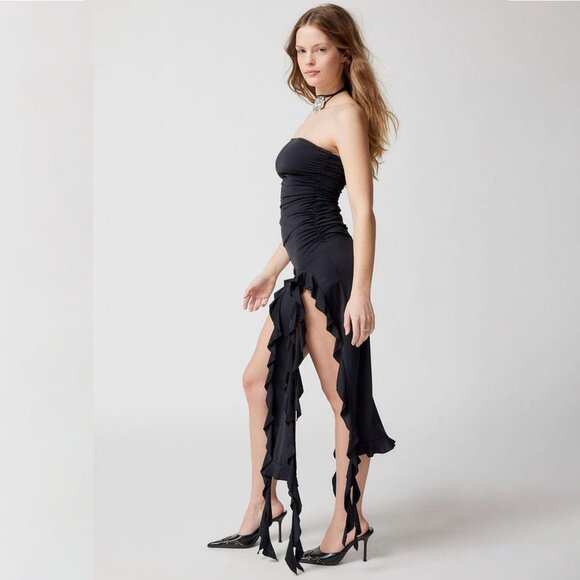 Lioness Strapless Ruffle Maxi Dress – Black – Excellent Condition - Picture 2 of 2